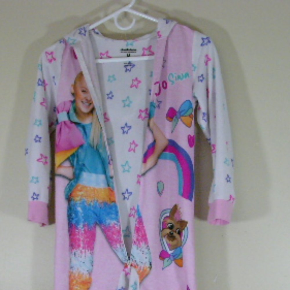 Jojo Siwa Hooded Fleece Pajama Size Medium One Piece with Hood